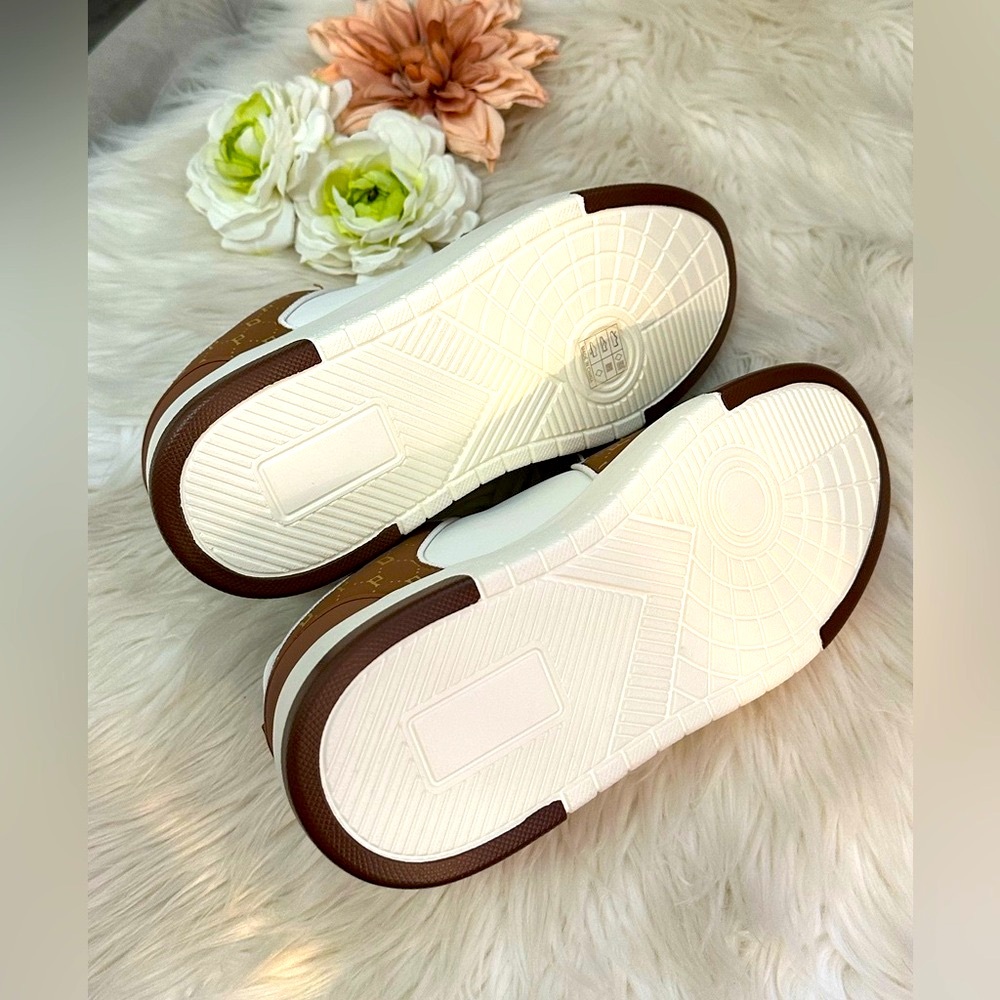 Designer Print Women’s Sneakers in White and Brown By Dream Pairs NEW! - Picture 8 of 9